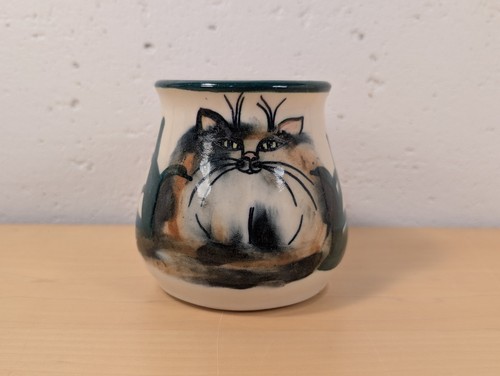 Vintage studio pottery cat - studio, mug