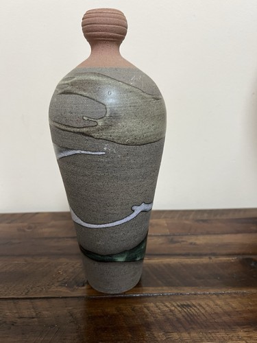 Studio ceramic pottery bottle - ceramic,